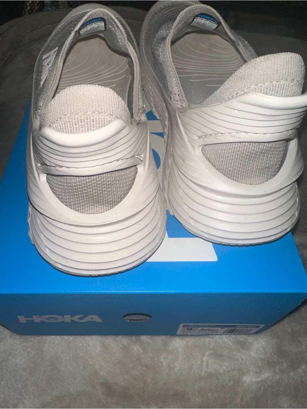 Hoka One One Women's Slip-On Knit Sneaker in Pale Pink and Light Cream - Picture 2 of 9